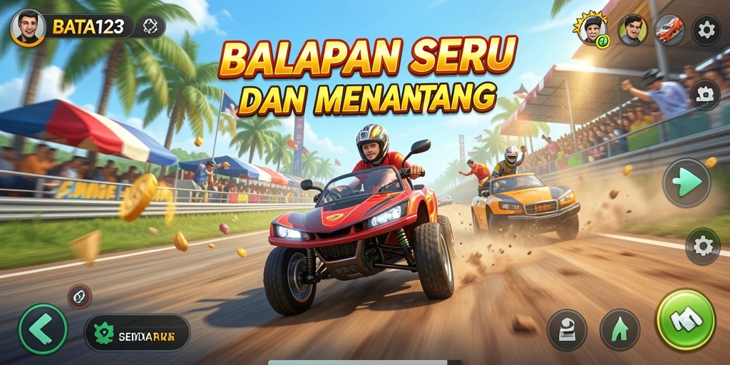 Tampilan gameplay balapan yang seru dan mendebarkan di BATA123.
