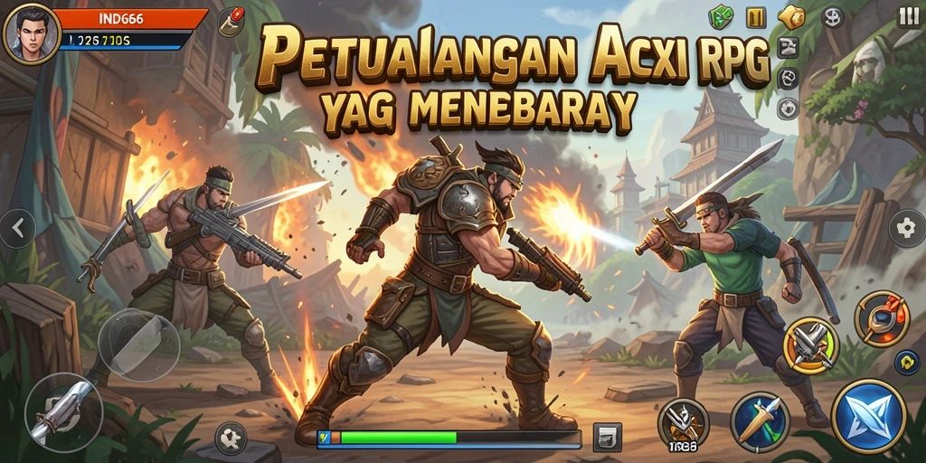 Screenshot menunjukkan aksi tempur mendebarkan dalam game ARPG.