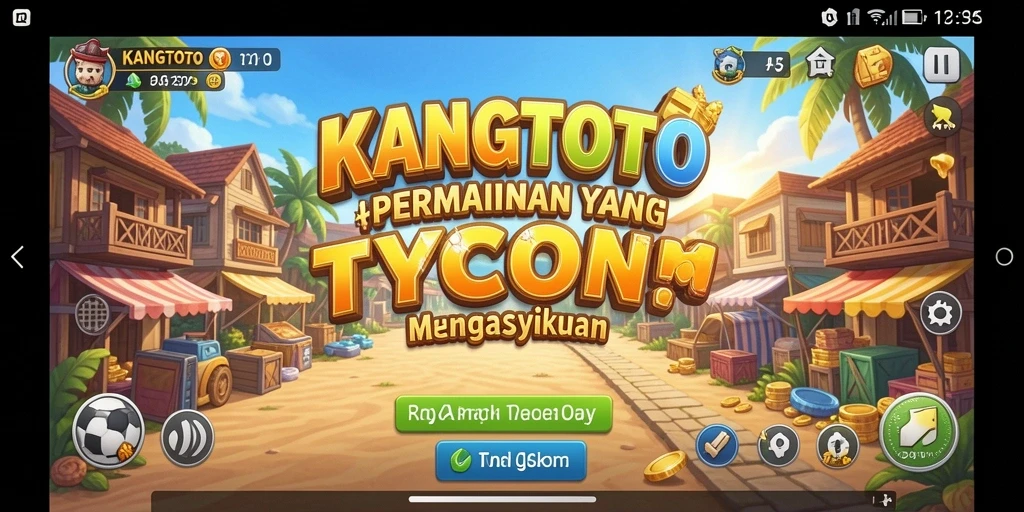 Tampilan gameplay KANGTOTO dengan keseruan manajemen bisnis.