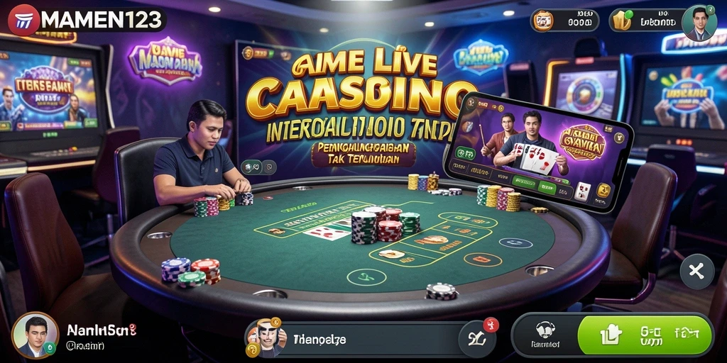 Tampilan gameplay mendebarkan di MAMEN123 dengan dealer langsung.