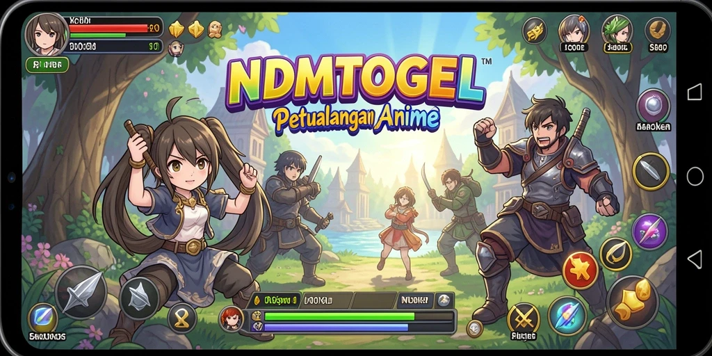 Screenshot gameplay NDMTOGEL yang menunjukkan aksi seru dan karakter anime.