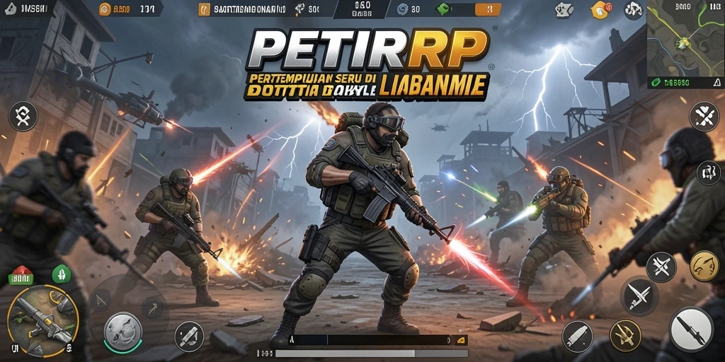 Screenshot utama menampilkan aksi mendebarkan dalam pertempuran Battle Royale.