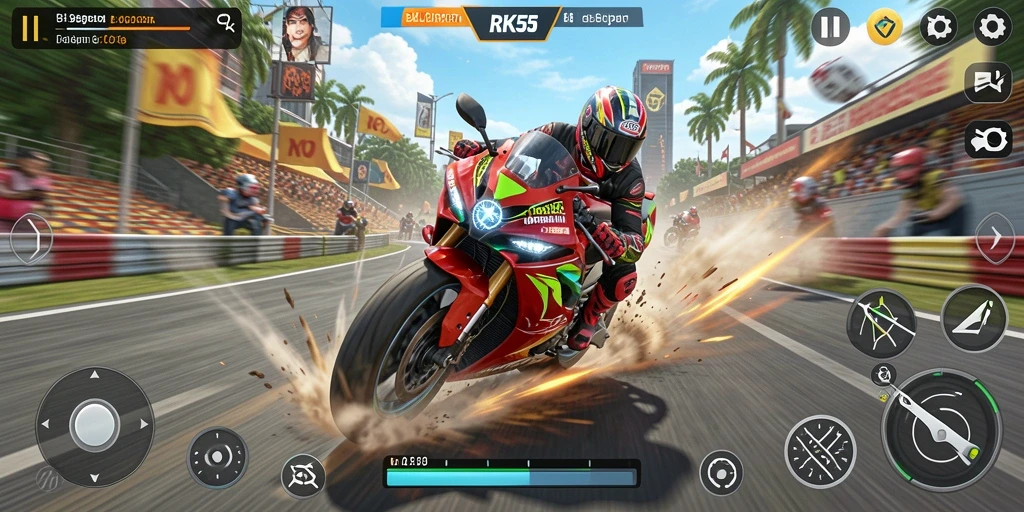 Gameplay seru dan mendebarkan dalam balapan motor.