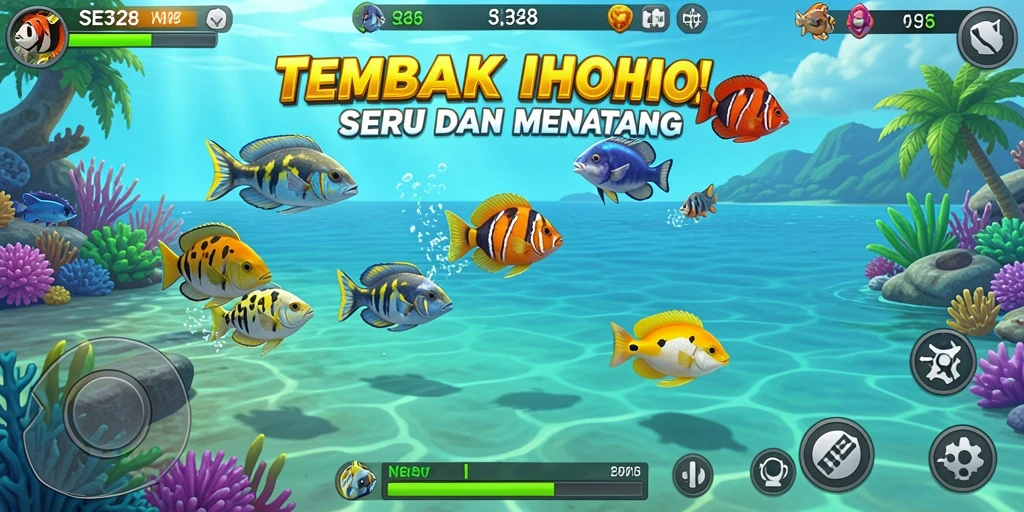 Gameplay SE328 yang menarik saat menangkap ikan di bawah laut.