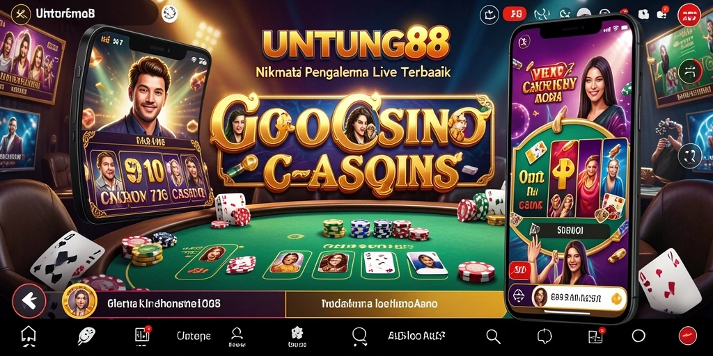Screenshot utama UNTUNG88 menampilkan dealer yang sedang mengatur permainan kasino langsung.