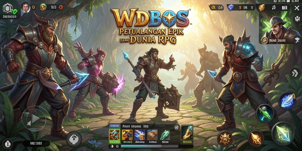 Screenshot gameplay WDBOS menampilkan karakter sedang bertarung melawan monster epik.